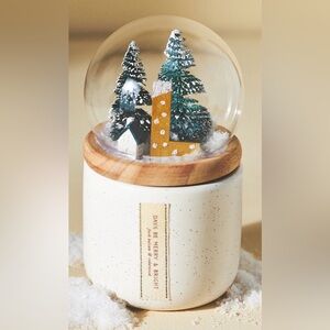Anthropologie Monogram Glass Snow Globe Candle